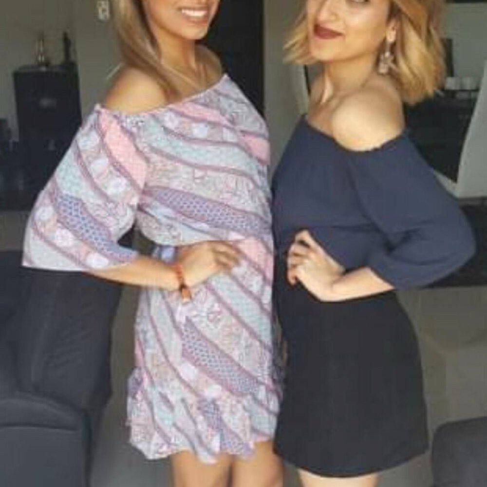 TIGERLILY Lagunas Lilac Mauve Print Off The Shoulder Mini Dress - Picture 12 of 16